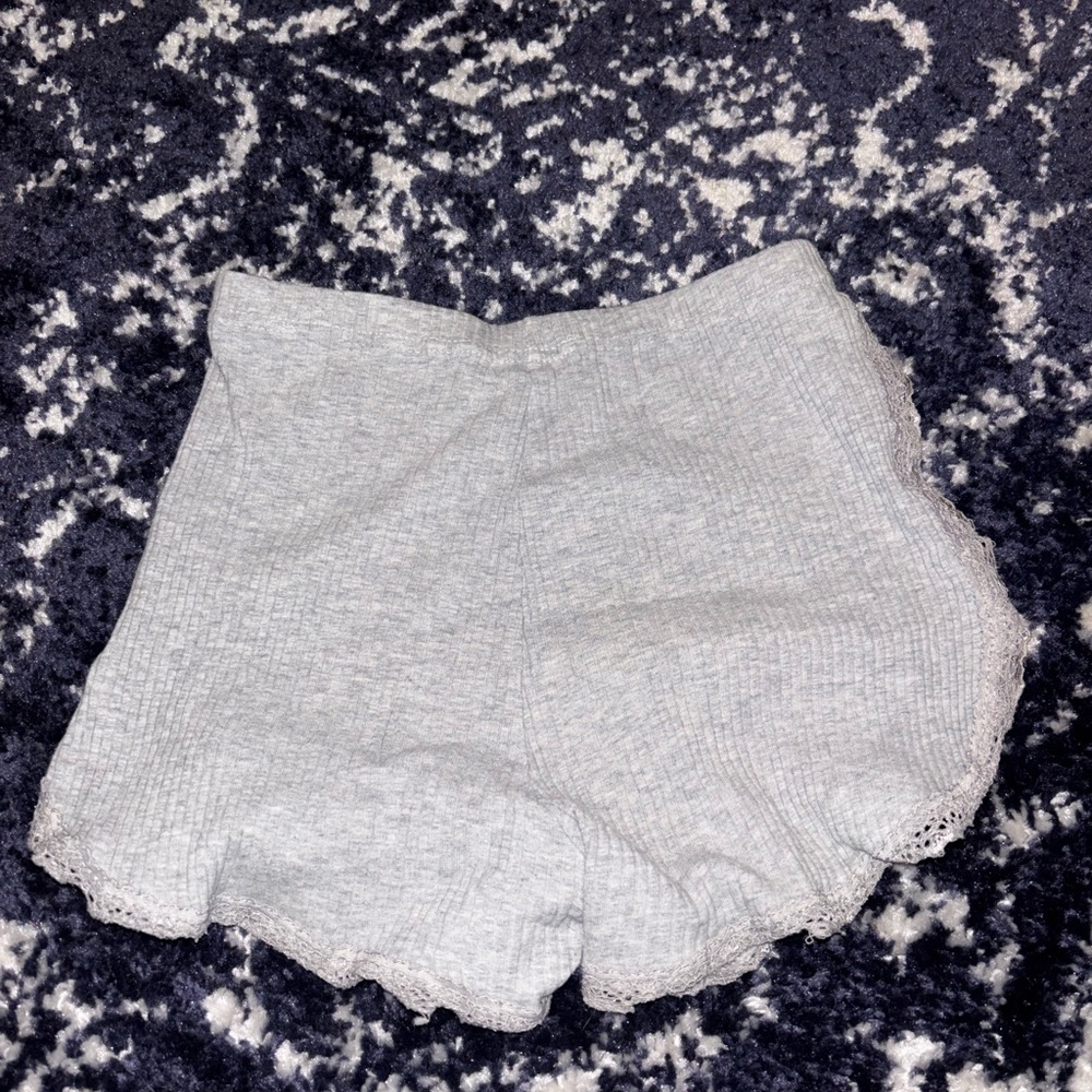 Women's Gray Lace Trim Sleep Shorts
